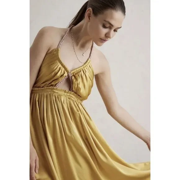 NEW Anthropologie Silk Colorblocked Maxi Dress Size 6 - Picture 4 of 10